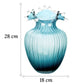 Vase Luxueux Rayé Bleu Givré Col Ondulé
