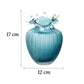 Vase Luxueux Rayé Bleu Givré Col Ondulé