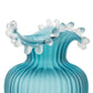Vase Luxueux Rayé Bleu Givré Col Ondulé