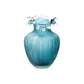 Vase Luxueux Rayé Bleu Givré Col Ondulé