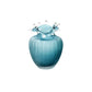 Vase Luxueux Rayé Bleu Givré Col Ondulé
