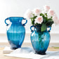 Vase Moderne Amphore Bleu avec Anses