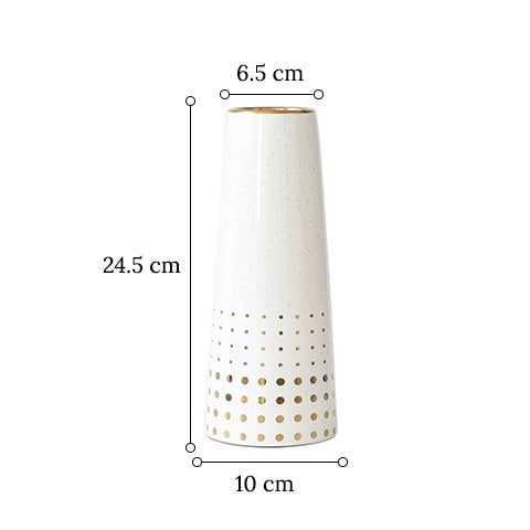 Vase Moderne Blanc Motifs Dorés