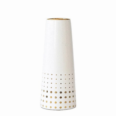 Vase Moderne Blanc Motifs Dorés