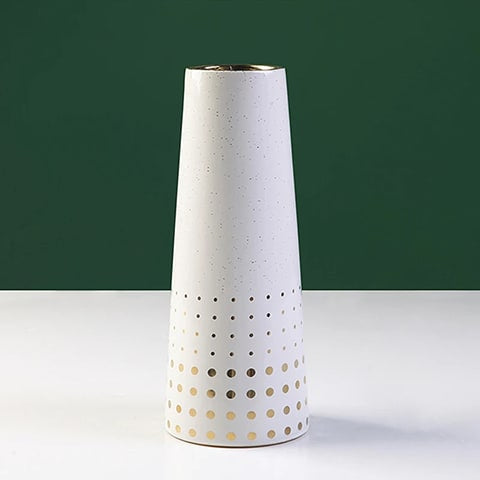 Vase Moderne Blanc Motifs Dorés