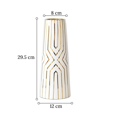 Vase Moderne Blanc Motifs Dorés