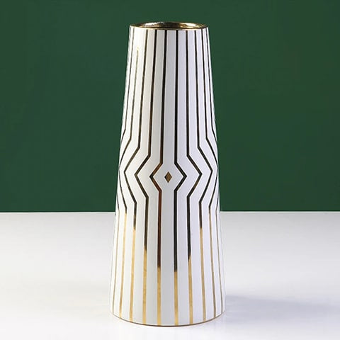 Vase Moderne Blanc Motifs Dorés