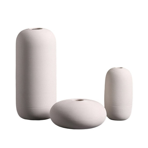 Vase Moderne Blanc Strié