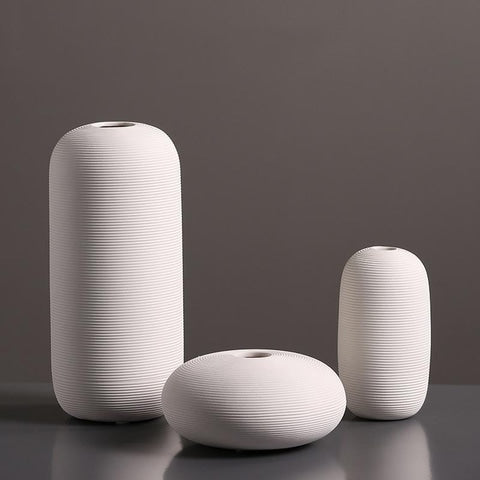 Vase Moderne Blanc Strié