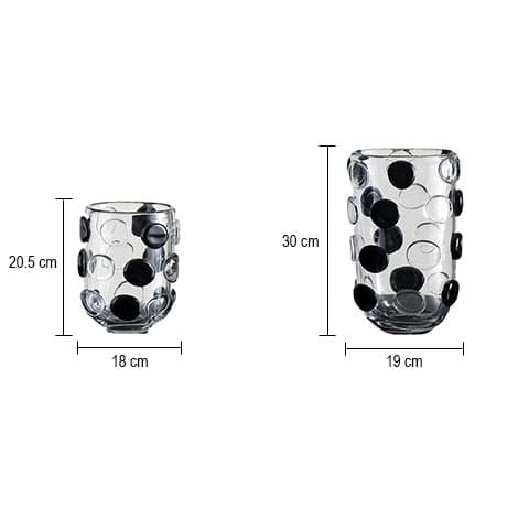 Vase Moderne Transparent Relief à Pois Noirs