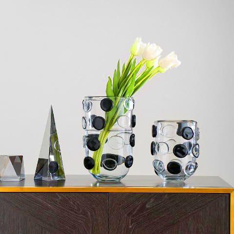 Vase Moderne Transparent Relief à Pois Noirs