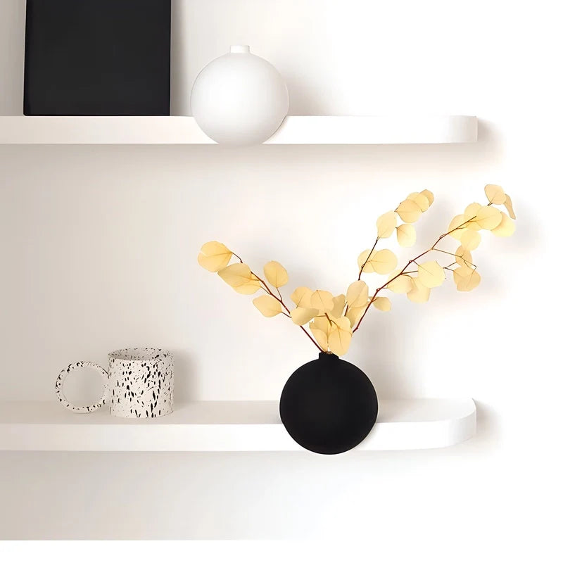 Vase Moderne Sphérique à Angle Droit Noir ou Blanc