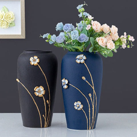 Vase Monochrome Bleu ou Noir