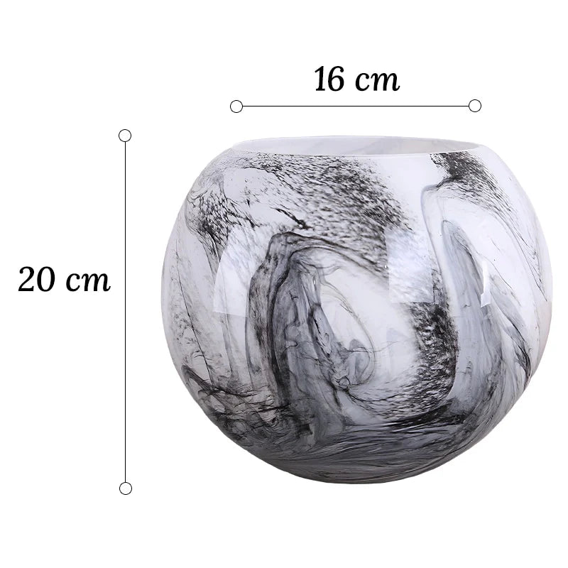Vase Motif Marbre Rond Élégant