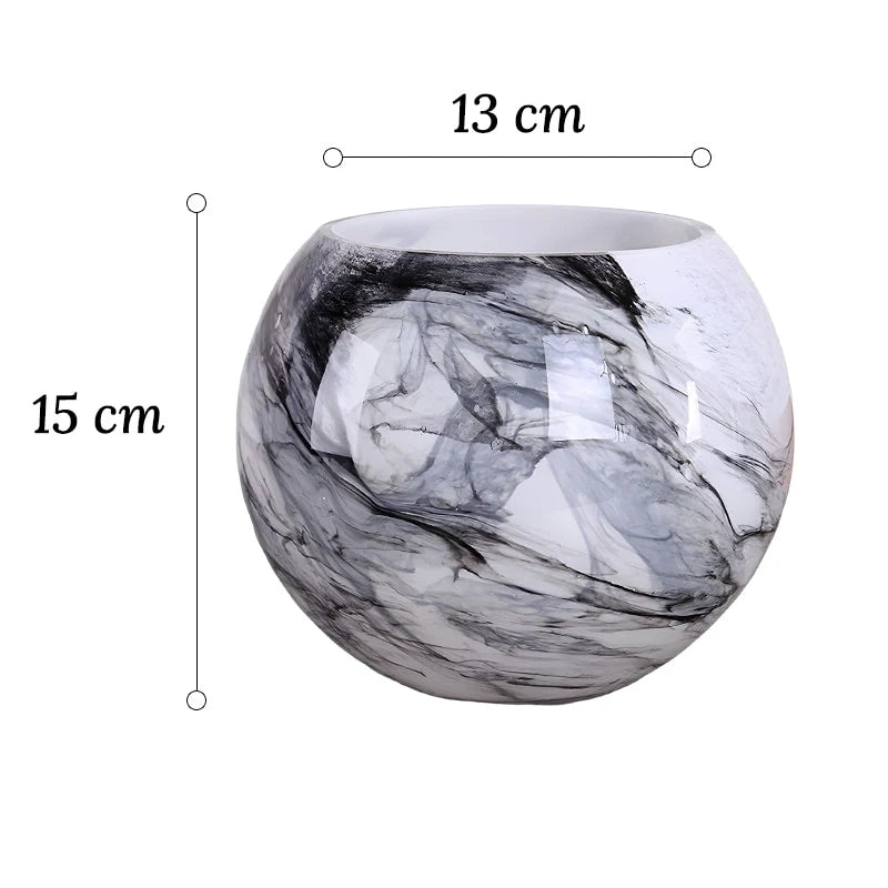 Vase Motif Marbre Rond Élégant