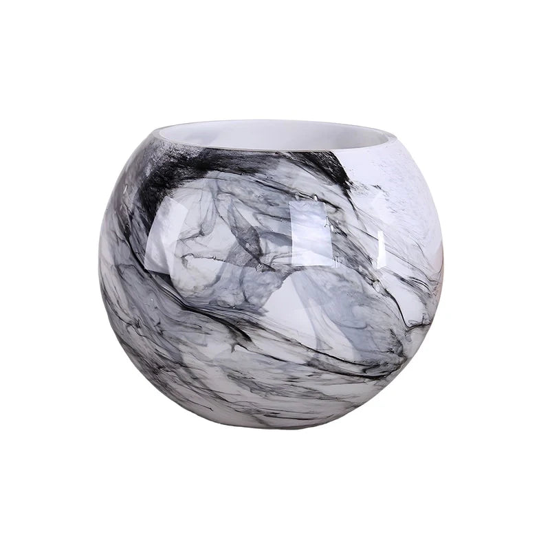 Vase Motif Marbre Rond Élégant