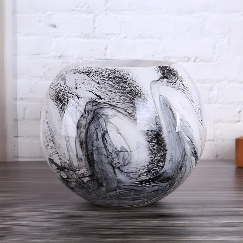 Vase Motif Marbre Rond Élégant