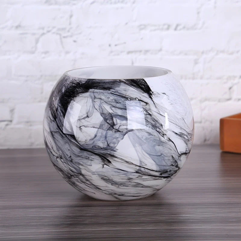 Vase Motif Marbre Rond Élégant