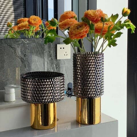 Vase Noir et Doré Luxueux