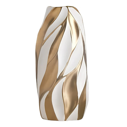 Vase Noir ou Blanc Motif Flammes Dorées