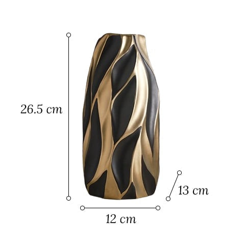 Vase Noir ou Blanc Motif Flammes Dorées