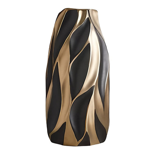Vase Noir ou Blanc Motif Flammes Dorées