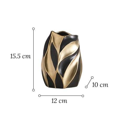 Vase Noir ou Blanc Motif Flammes Dorées