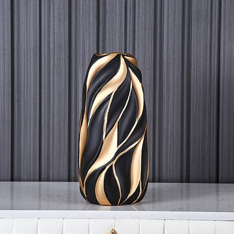 Vase Noir ou Blanc Motif Flammes Dorées