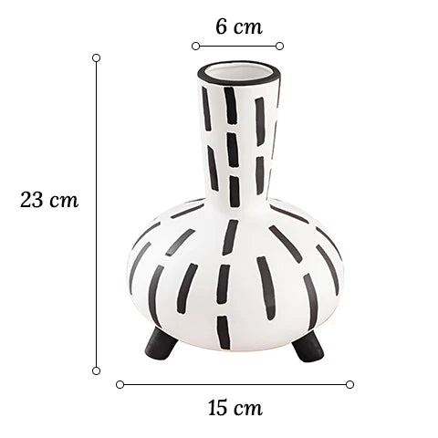 Vase Original Noir et Blanc Lignes Pointillées