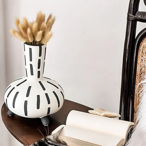 Vase Original Noir et Blanc Lignes Pointillées