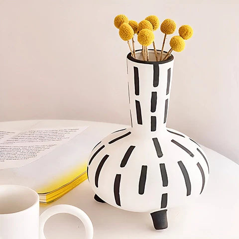 Vase Original Noir et Blanc Lignes Pointillées