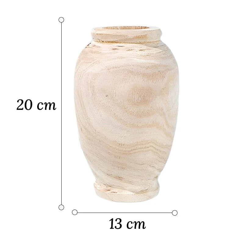Vase Ovale Artisanal Rustique en Bois