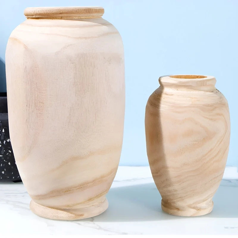 Vase Ovale Artisanal Rustique en Bois