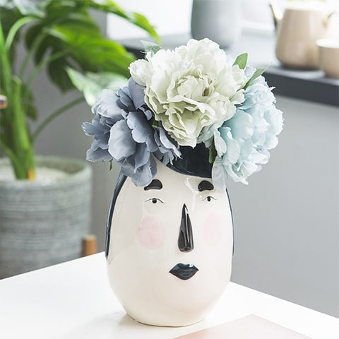Vase Ovale Blanc Visage Original