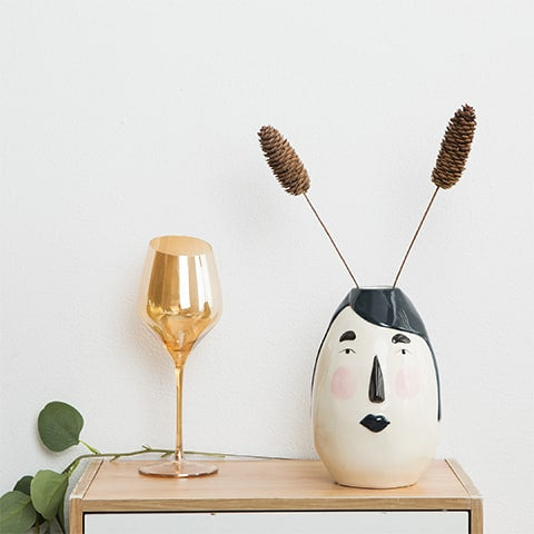Vase Ovale Blanc Visage Original