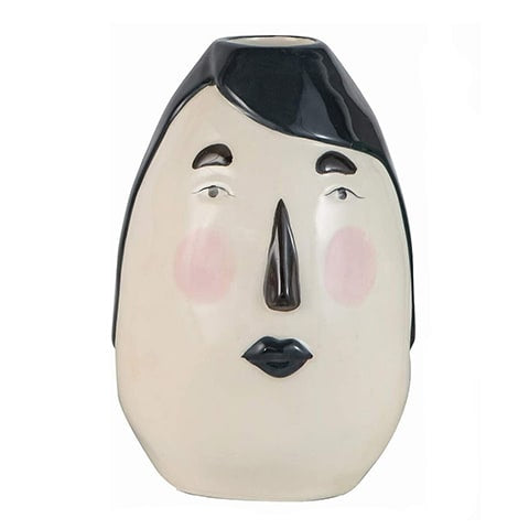 Vase Ovale Blanc Visage Original