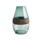 Vase Ovale Transparent avec Anneau en Bois Décoratif