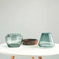 Vase Ovale Transparent avec Anneau en Bois Décoratif