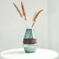Vase Ovale Transparent avec Anneau en Bois Décoratif