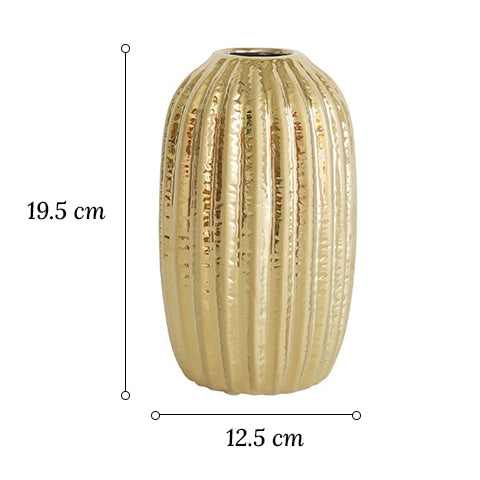 Vase Ovalisé Couleur Dorée