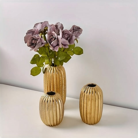 Vase Ovalisé Couleur Dorée