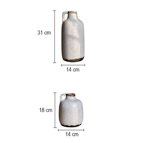 Vase Pichet Rétro Blanc Laiteux avec Petite Anse