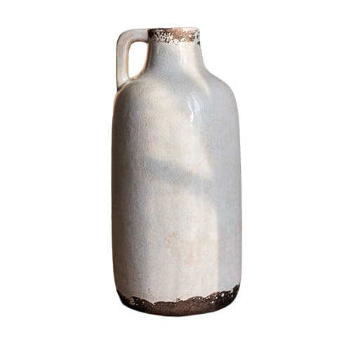 Vase Pichet Rétro Blanc Laiteux avec Petite Anse