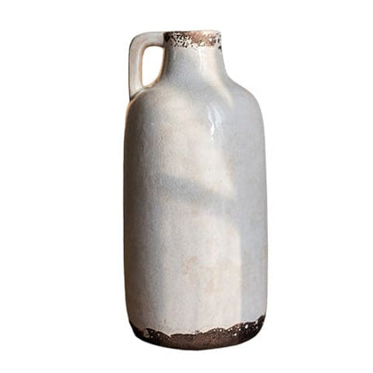 Vase Pichet Rétro Blanc Laiteux avec Petite Anse