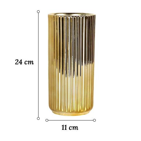 Vase Plaqué Or Rayé Raffiné