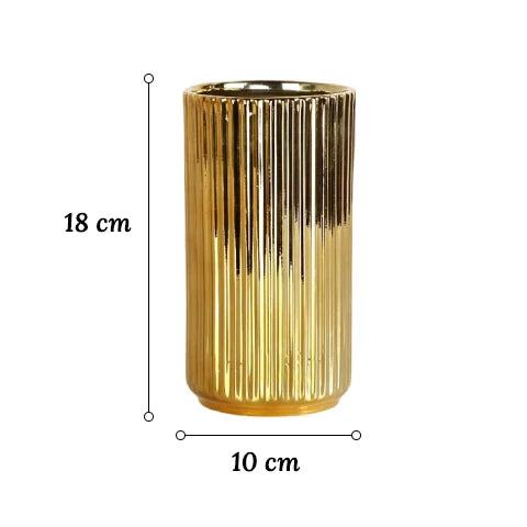 Vase Plaqué Or Rayé Raffiné