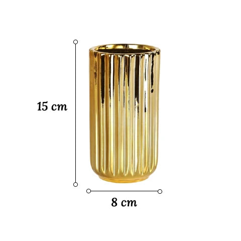 Vase Plaqué Or Rayé Raffiné