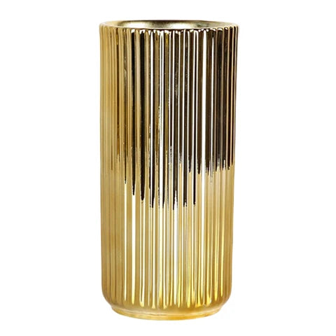 Vase Plaqué Or Rayé Raffiné