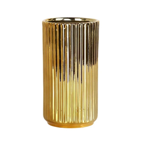 Vase Plaqué Or Rayé Raffiné