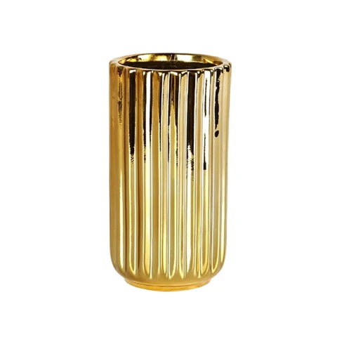 Vase Plaqué Or Rayé Raffiné